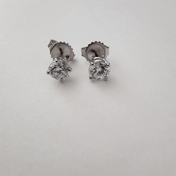 14kt White Gold Lab Diamond Stud Earrings 3.02 CT With CERT NO OFFERS ACCEPTED - Picture 3 of 6
